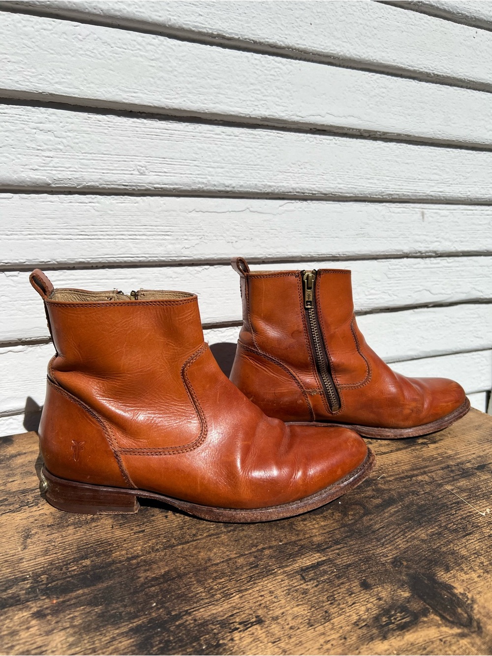 Frye Leather Boots with Side Zip
